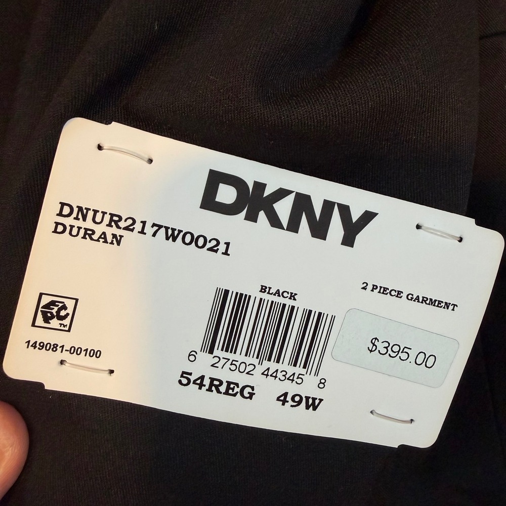 DKNY Duran Mens 2 Piece Suit Black 54R Jacket 49W Pants Stretch DNUR217W0021 NEW - Picture 3 of 16